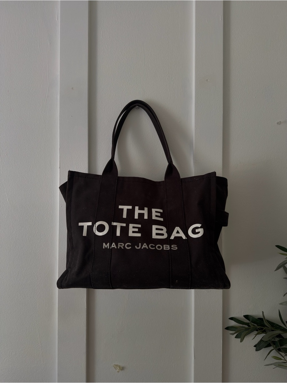 Marc Jacobs Black Canvas 'The Tote Bag' with White Logo